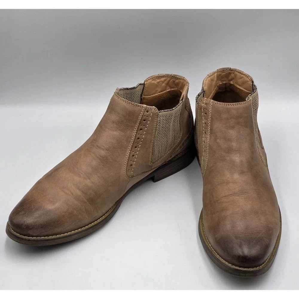 Steve Madden Paxton Chelsea Boots Mens 11.5 Distressed Brown Leather